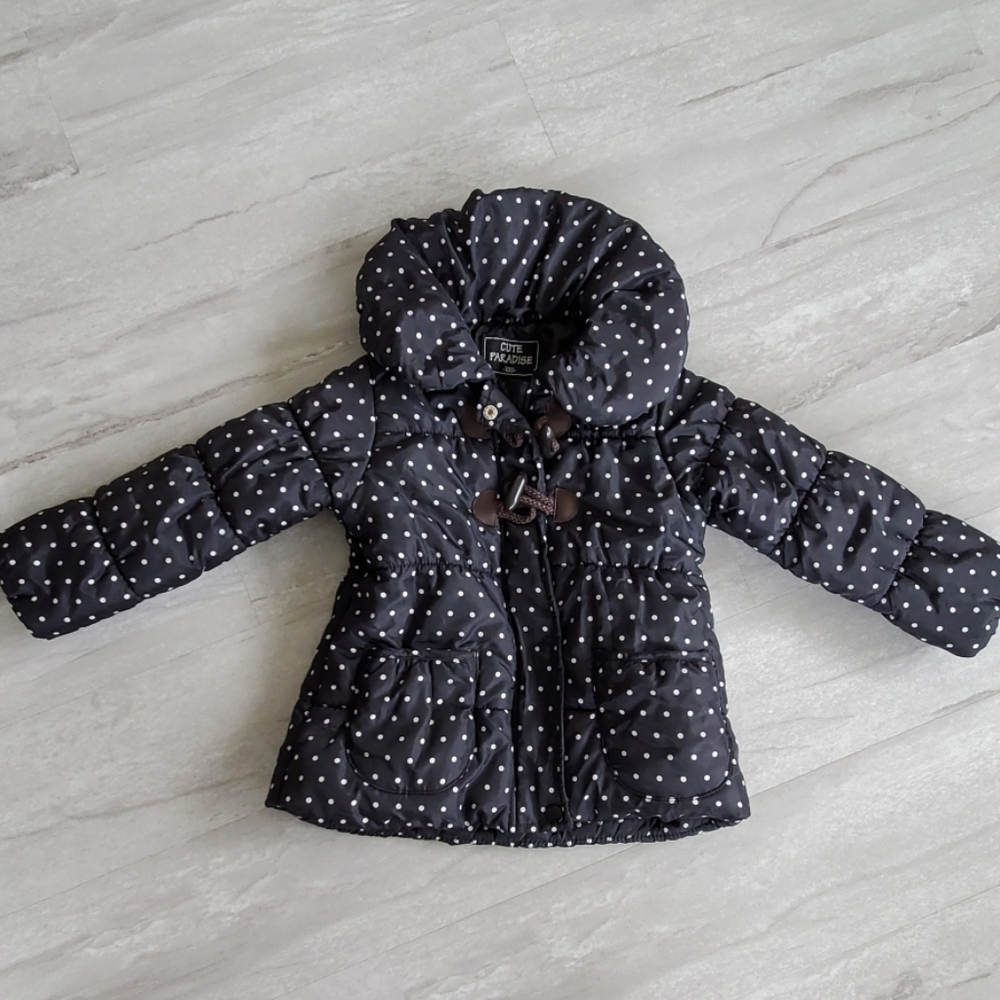 CUTE PARADISE zipped polka dot puff jacket